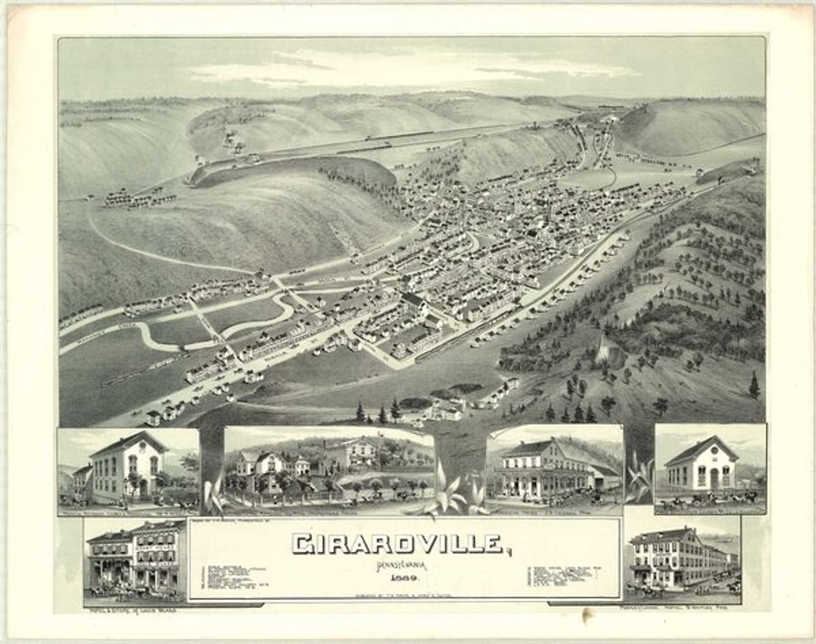 Bird's-Eye View of Girardville, 1889 (T. M. Fowler) (1889)