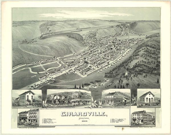 Bird's-Eye View of Girardville, 1889 (T. M. Fowler) (1889)