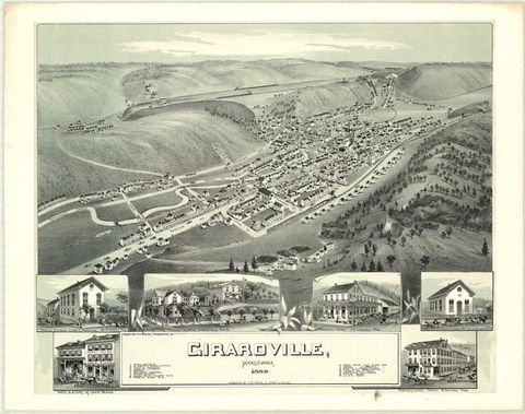 Bird's-Eye View of Girardville, 1889 (T. M. Fowler) (1889)
