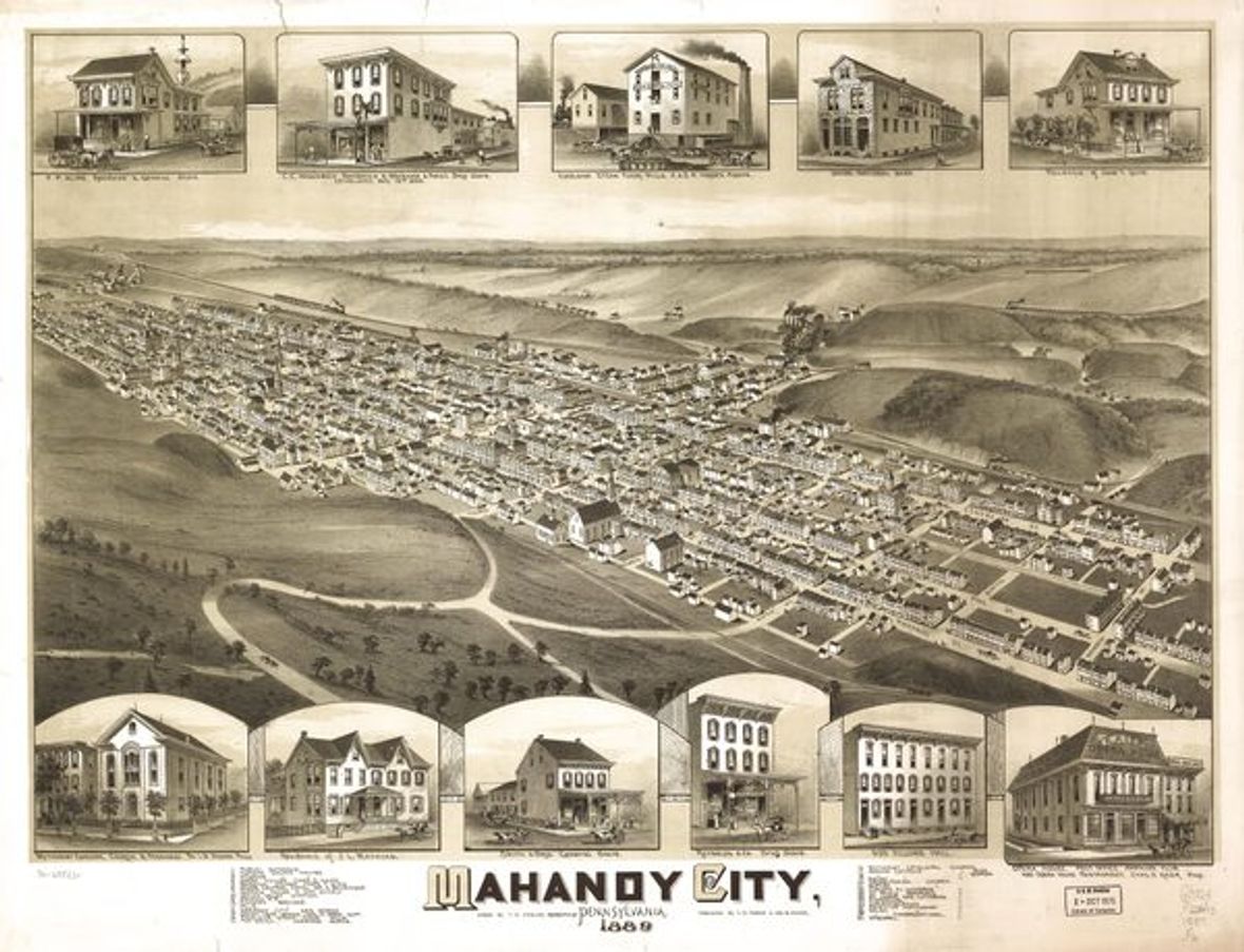 Bird's-Eye View of Mahanoy City, 1889 (T. M. Fowler) (1889)