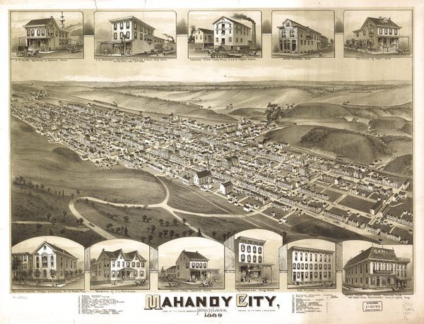 Bird's-Eye View of Mahanoy City, 1889 (T. M. Fowler) (1889)