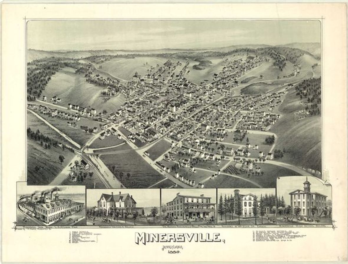 Bird's-Eye View of Minersville, 1889 (T. M. Fowler) (1889)
