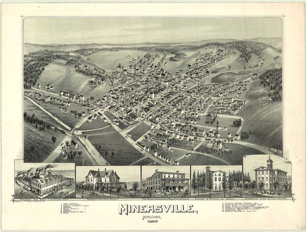 Bird's-Eye View of Minersville, 1889 (T. M. Fowler) (1889)