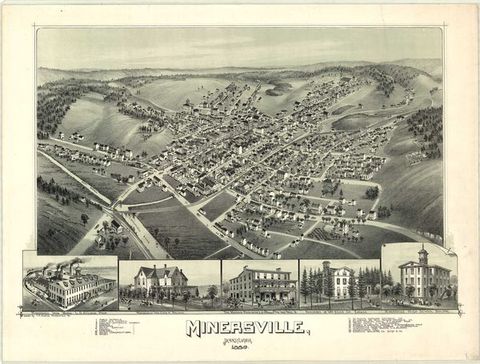 Bird's-Eye View of Minersville, 1889 (T. M. Fowler) (1889)