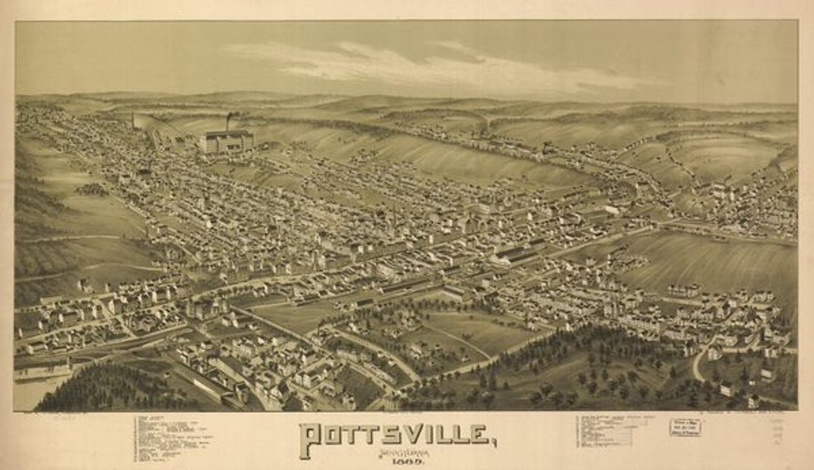 Bird's-Eye View of Pottsville, 1889 (T. M. Fowler) (1889)