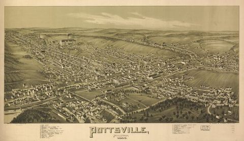 Bird's-Eye View of Pottsville, 1889 (T. M. Fowler) (1889)