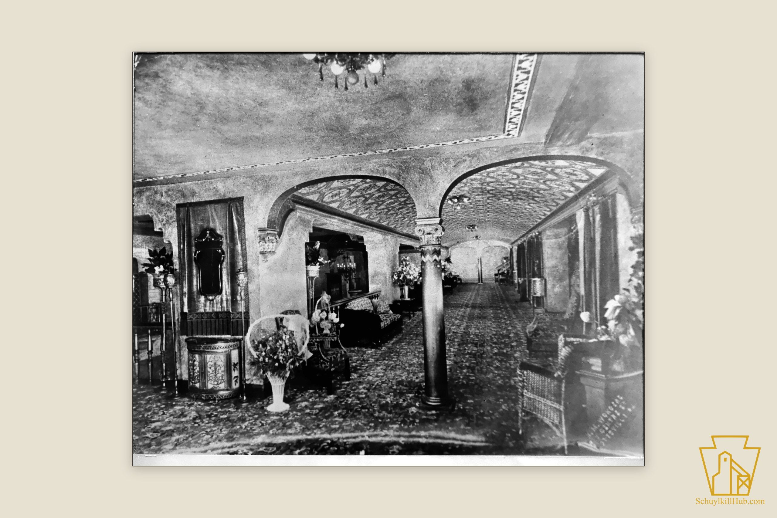 The Capitol Theatre’s movie-palace lobby dressed with flowers for opening night, 1927.
