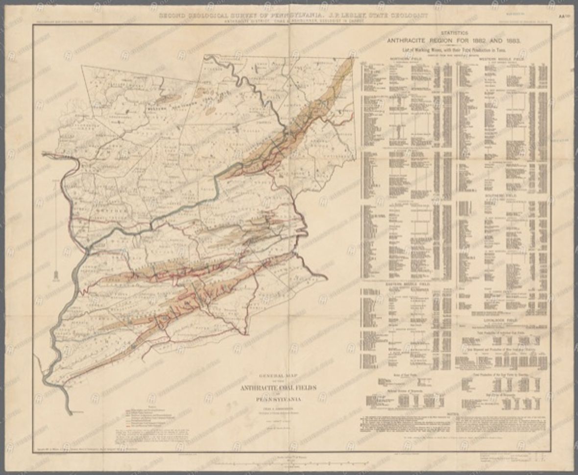 General Map of the Anthracite Coal Fields of Pennsylvania (Ashburner, 1884) (1884)