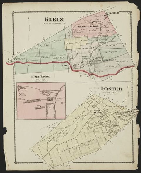Klein & Foster Townships — 1875 Beers Atlas Plate (1875)