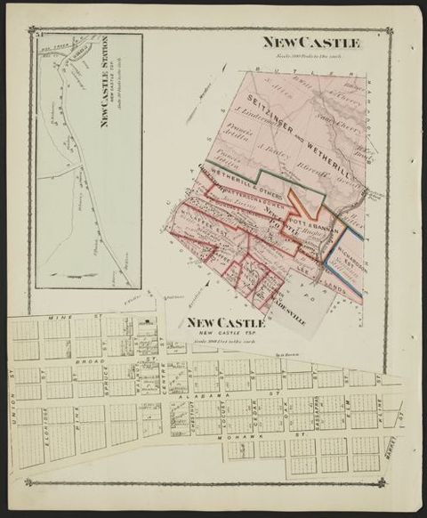 New Castle — 1875 Beers Atlas Plate (1875)
