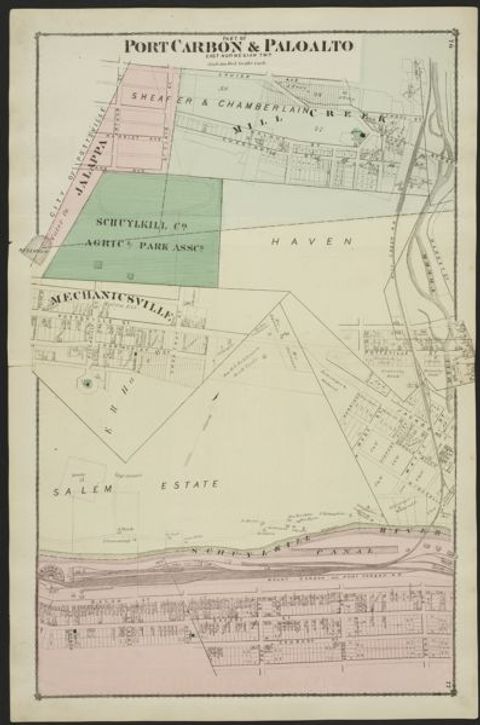 Port Carbon & Palo Alto — 1875 Beers Atlas Plate (1875)