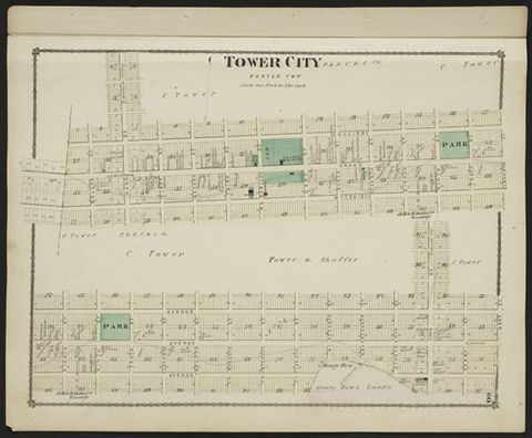 Tower City — 1875 Beers Atlas Plate (1875)