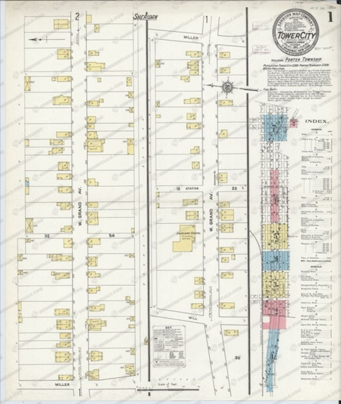 Sanborn Map — Tower City, 1923 (1923)