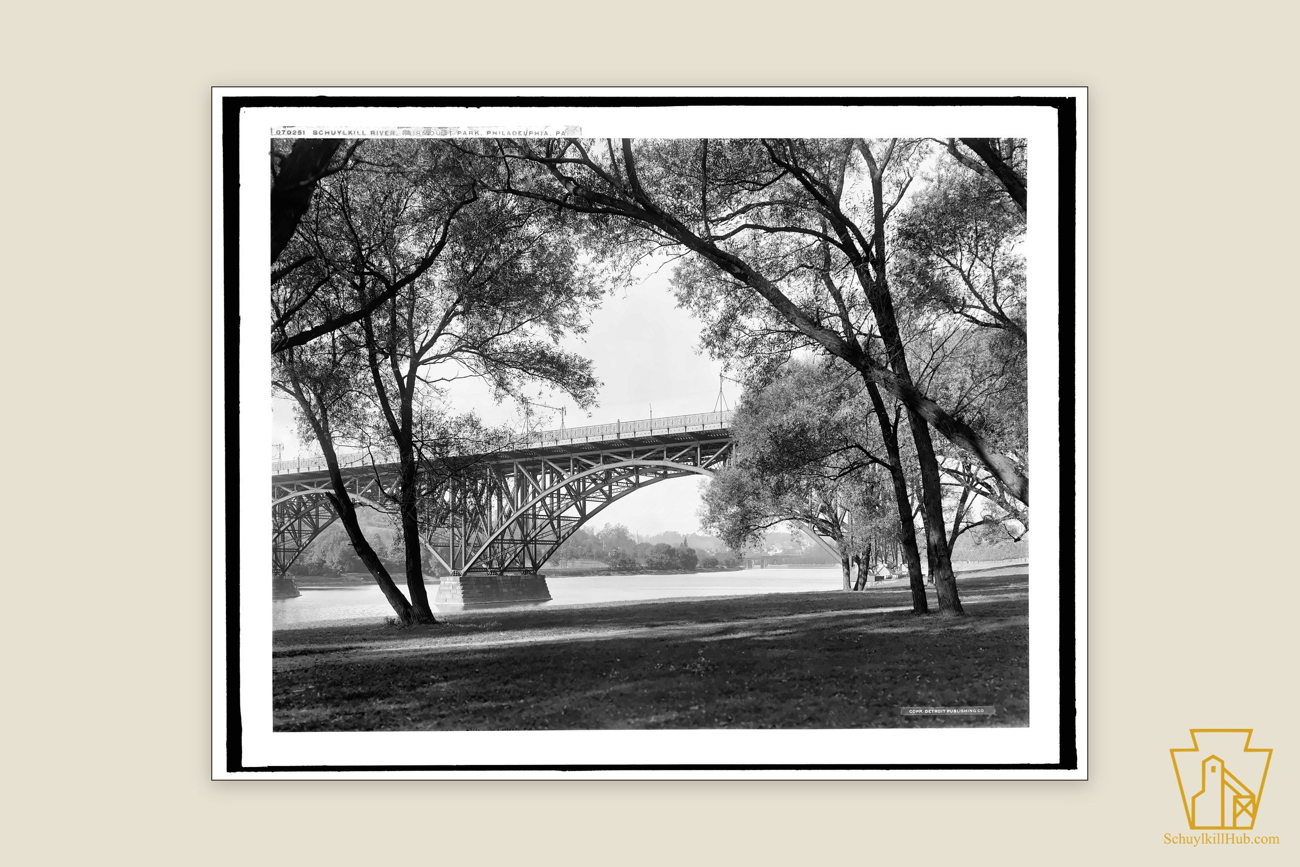 The broad lower Schuylkill River at Fairmount Park, Philadelphia, about 1908.