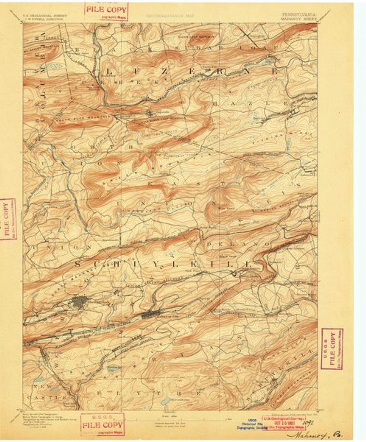 USGS Topographic Map — Mahanoy Quadrangle, 1893 (1893)