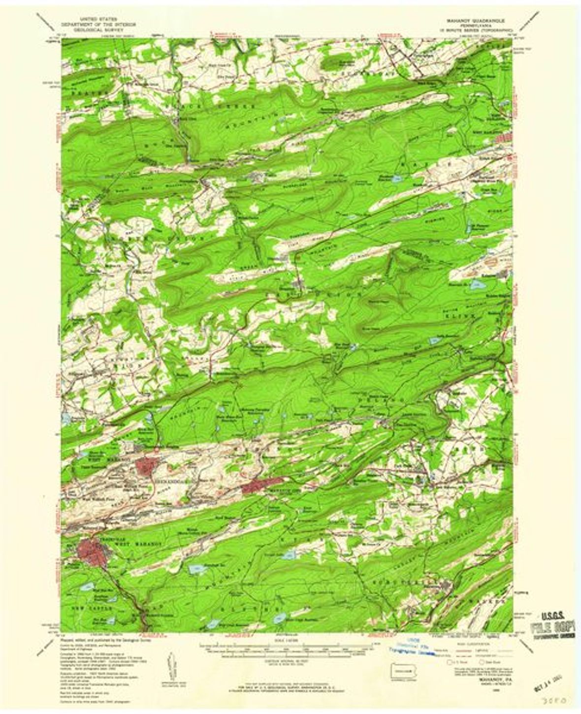 USGS Topographic Map — Mahanoy Quadrangle, 1955 (1955)