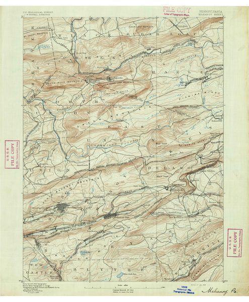 USGS Historical Topographic Map — Mahanoy Quadrangle (1892)