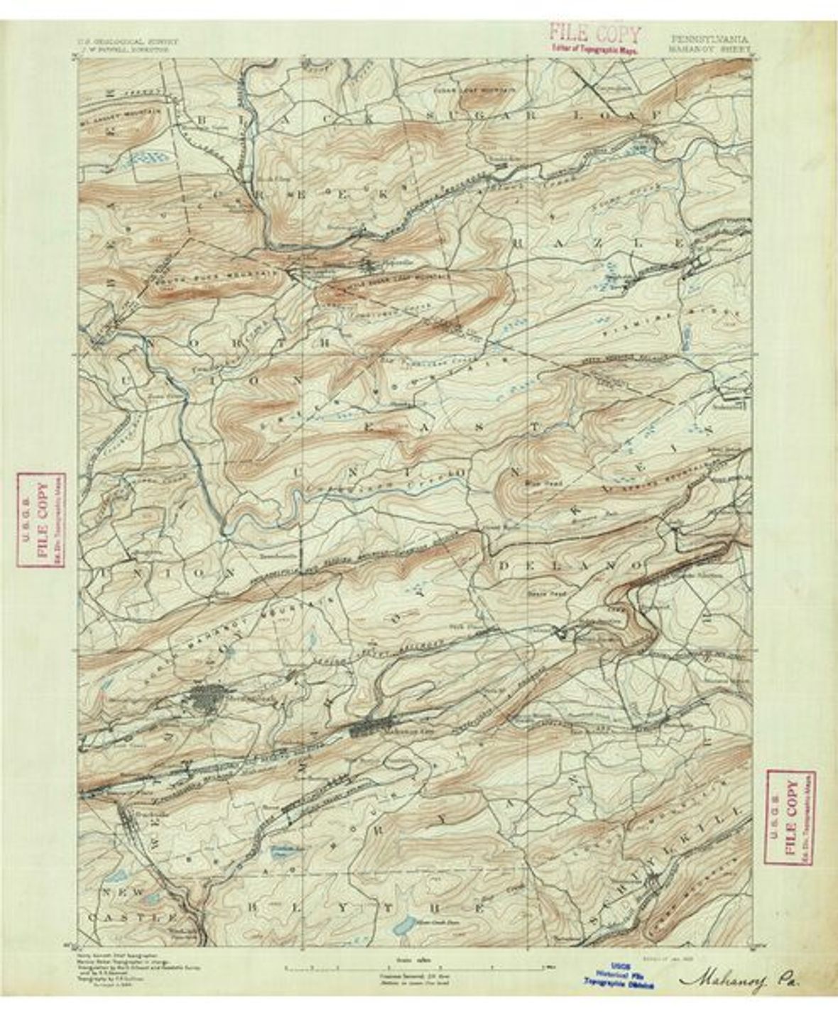USGS Historical Topographic Map — Mahanoy Quadrangle (1892)
