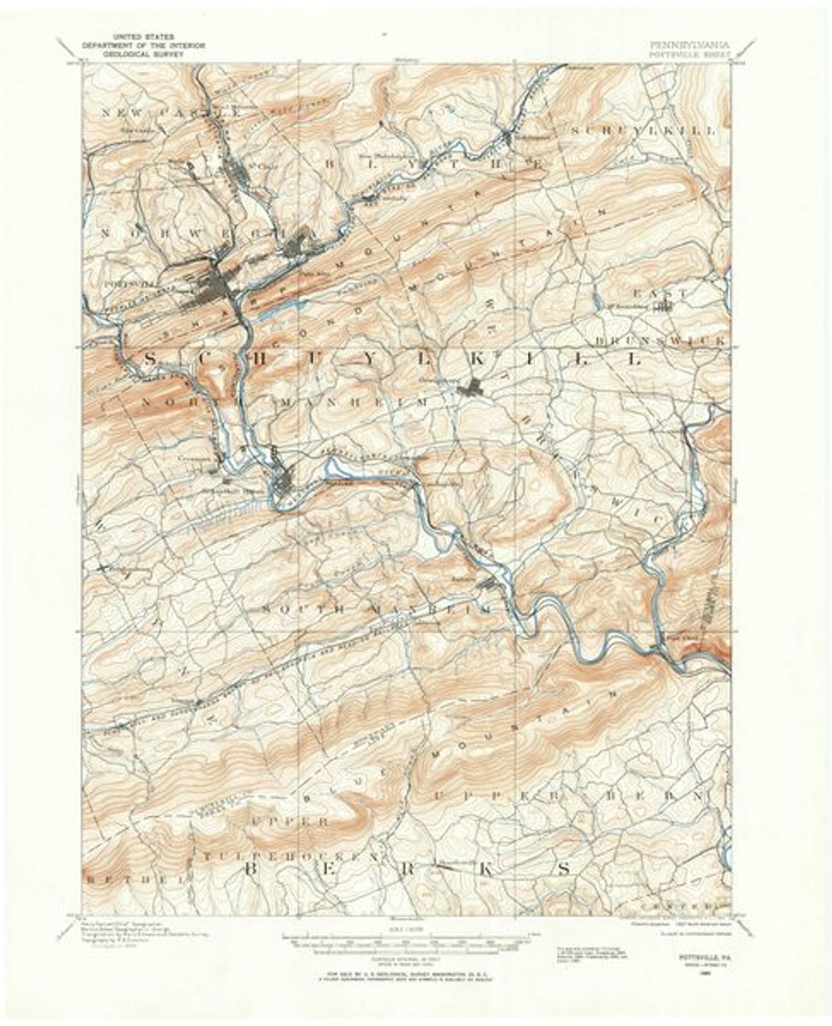 USGS Historical Topographic Map — Pottsville Quadrangle (1889)