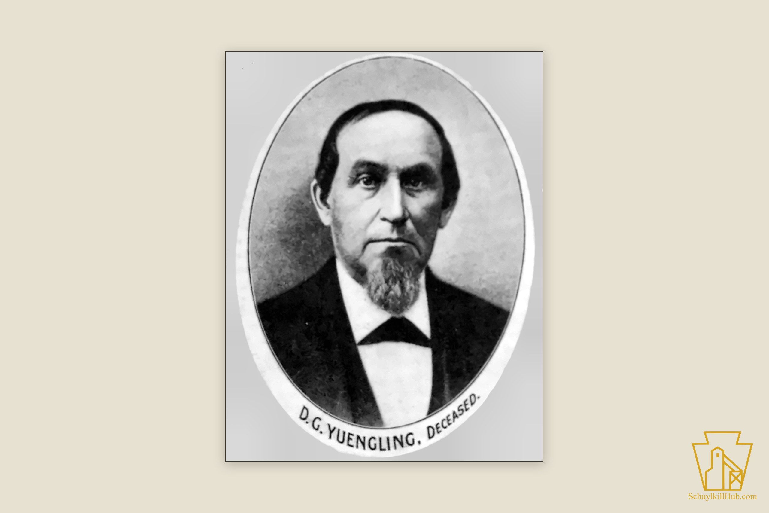 Oval bust portrait of brewer David G. Yuengling.